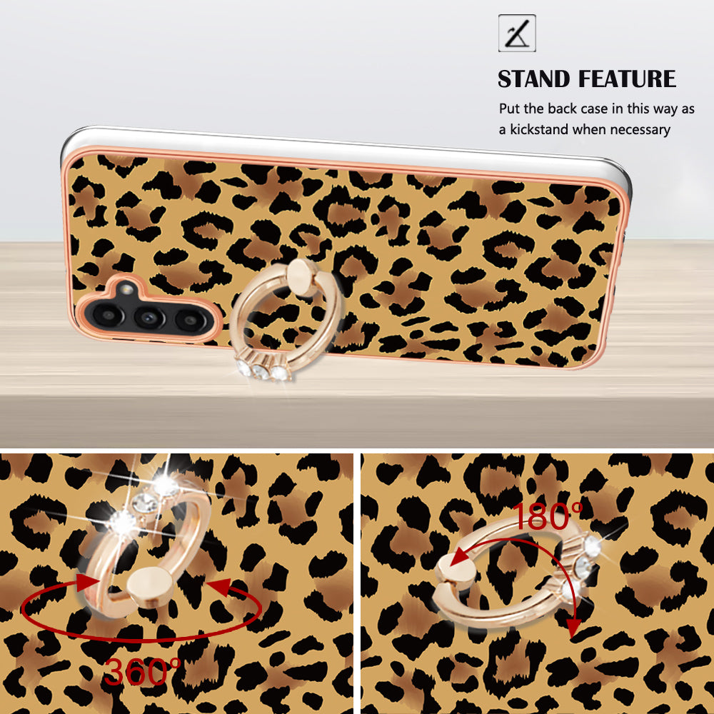 YB IMD Series-20 Style D for Samsung Galaxy A35 5G Kickstand Case 2.0mm Slim TPU Phone Cover - Leopard Print YB IMD Series-20 Style D for Samsung Galaxy A35 5G Kickstand Case 2.0mm Slim TPU Phone Cover - Leopard Print